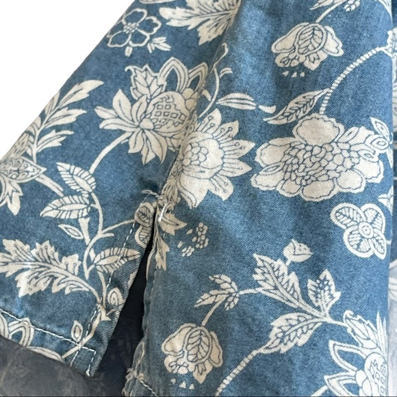 POMODORO blue & white floral pleated front sleeveless tank top NWT Small - Picture 5 of 10